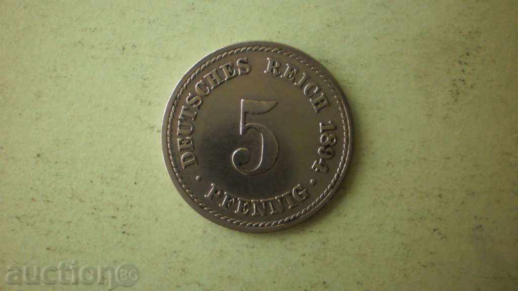 Монета  5  ПФЕНИГА  1894А  ГЕРМАНИЯ с цена € 2.56 | 5.01 лв.