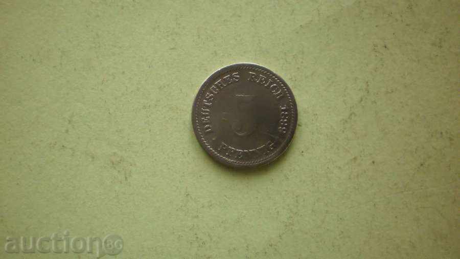 Coin 5 PFENIGA 1899 D GERMANY