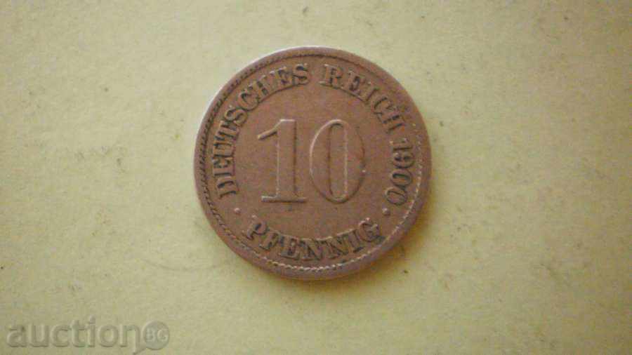 Moneda 10 pfenigi 1900 A Germania