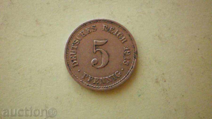 5 pfenigi RARE COIN 1913A Germania