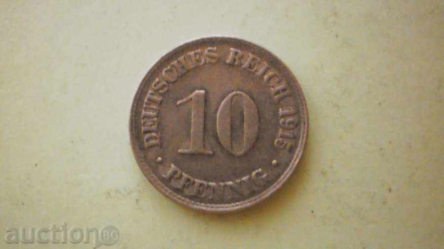 10 pfenigi RARE moneda 1915D Germania