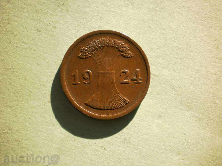Медна  Moнета  2 renten пфениг  1924J  Германия с цена € 5.11 | 9.99 лв.