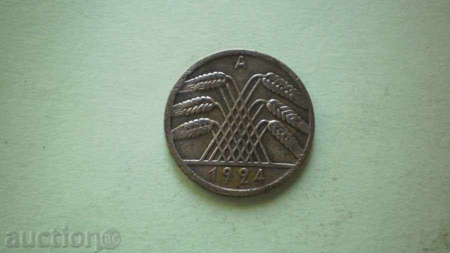 Медна Монета  10  ПФЕНИГA   1924А  ГЕРМАНИЯ с цена € 1.53 | 2.99 лв.