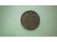 Copper Coin 10 PFINIGA 1924A GERMANY