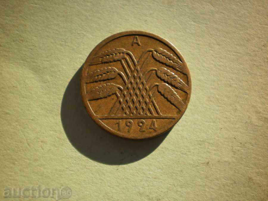 Медна  Moнета  10  rentenпфенига  1924A  Германия с цена € 2.05 | 4.01 лв.