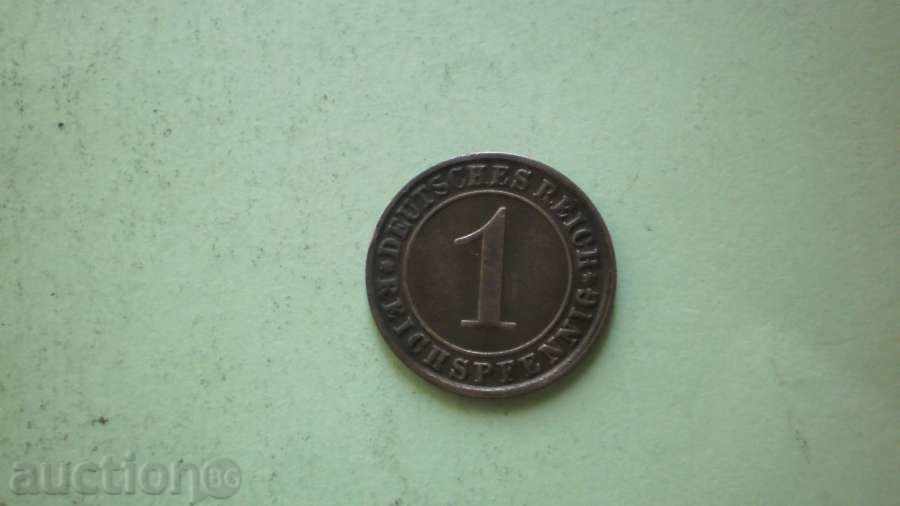 Copper Coin 1 reichs 1969J Germany