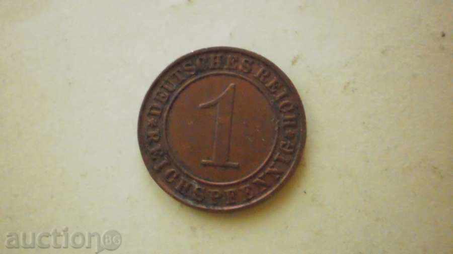 Cupru Moneda 1 pfennig 1931A Germania