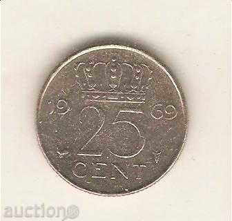 +Холандия  25 цента    1969 г. privy mark петел