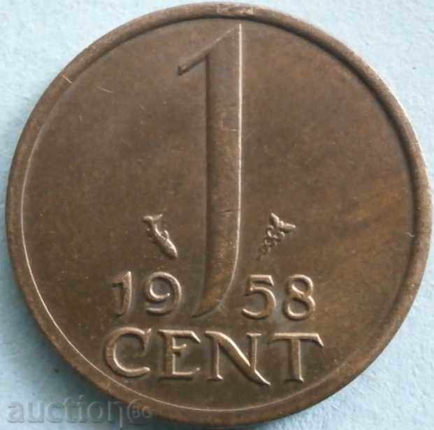 Холандия 1 цент 1958г.