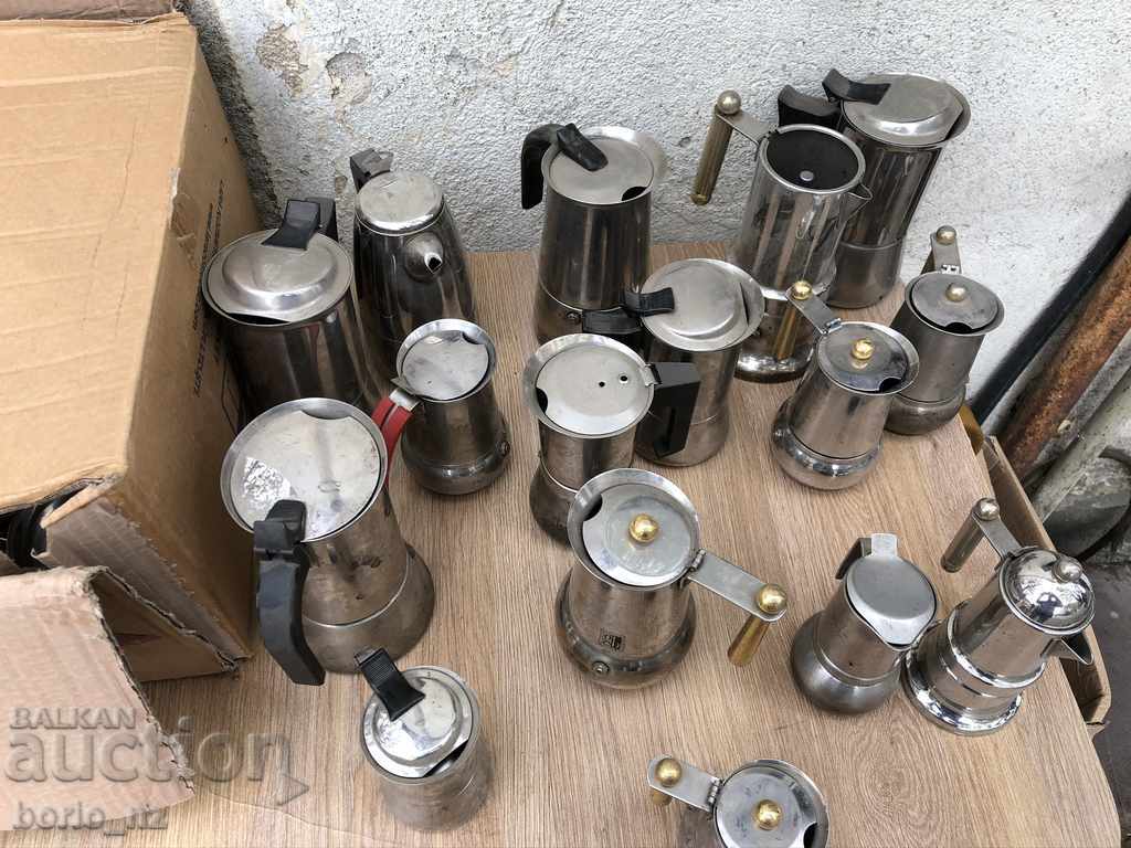4638. LOT ITALIAN COFFEE MAKERS ALPACA 18-10 INOX STORED with price 140.00 BGN | € 71.58 4638. LOT ITALIAN COFFEE MAKERS ALPACA 18-10 INOX STORED with price 140.00 BGN | € 71.58