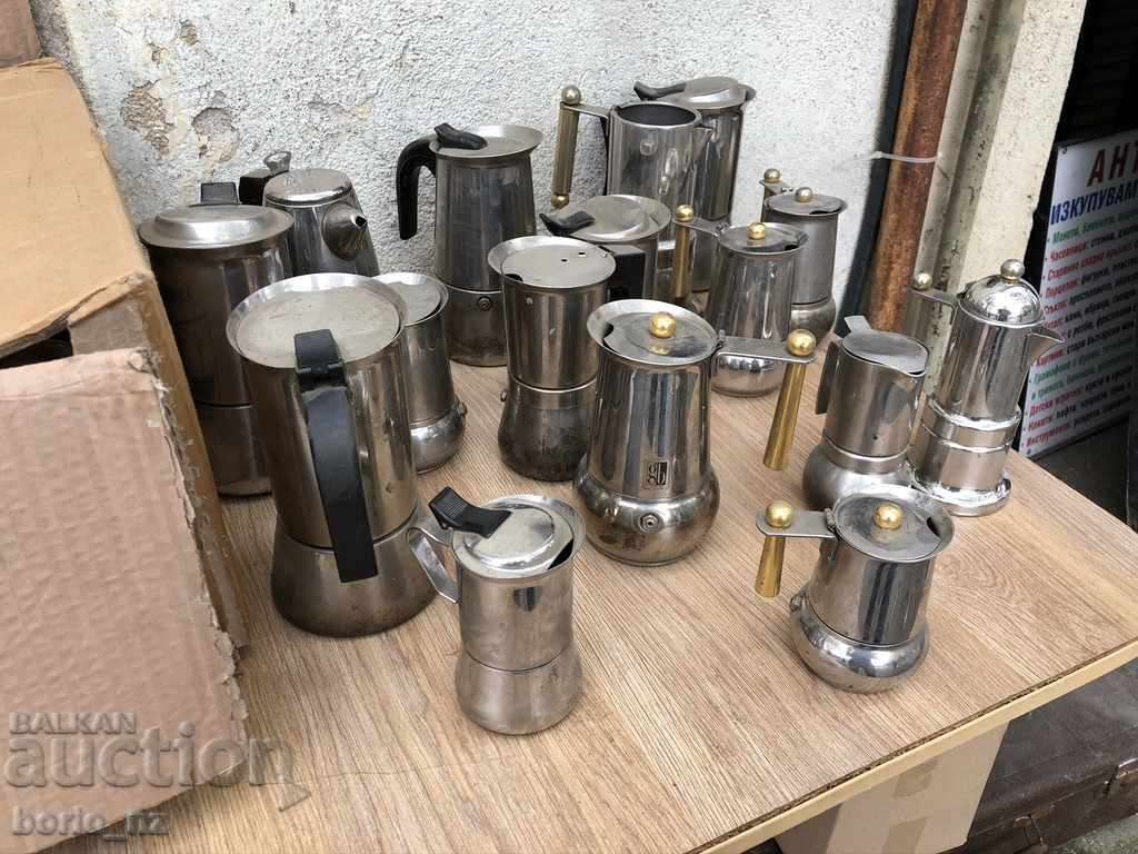 Auction 4638. LOT ITALIAN COFFEE MAKERS ALPACA 18-10 INOX STORED Auction 4638. LOT ITALIAN COFFEE MAKERS ALPACA 18-10 INOX STORED