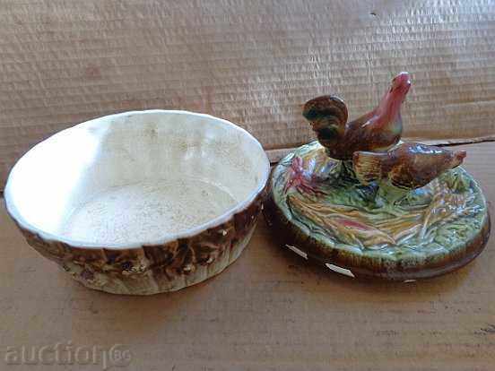 Old bowl with glen and figure, porcelain, candy, sugar bowl - 7 Old bowl with glen and figure, porcelain, candy, sugar bowl - 7