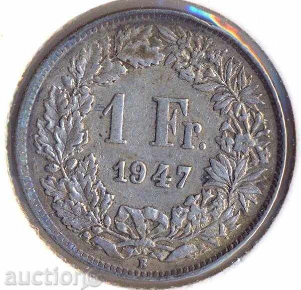 Швейцария 1 франк 1947 година, тираж 624 хил.