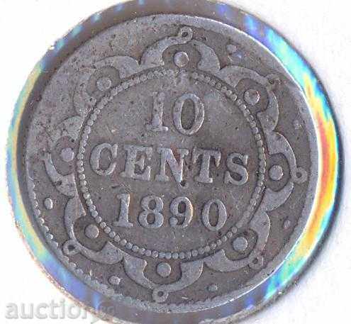 Нюфаундленд, остров 10 цента 1890 година, тираж 100 хил.