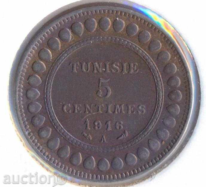 Tunisia 5 centimeters 1916 year, quality