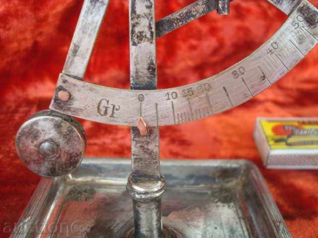 Bijuterii, cântar poștal vechi pentru litere - placat cu argint până la 50 de ani. cu preț 69.95 BGN | € 35.76