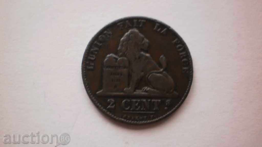 Белгия Леополд I 2 Центим 1862 Рядка Монета