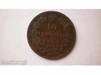 Италия 10 Чентесими 1867 Рядка Монета