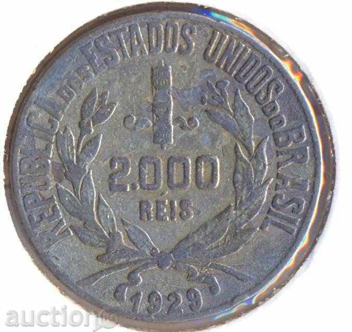 Brazil 2000, 1929, silver coin