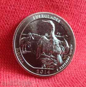 SUA: 1/4 Dollar 2014 - "Everglades" litera "D"