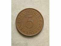 5 цента  1959 Мавриций
