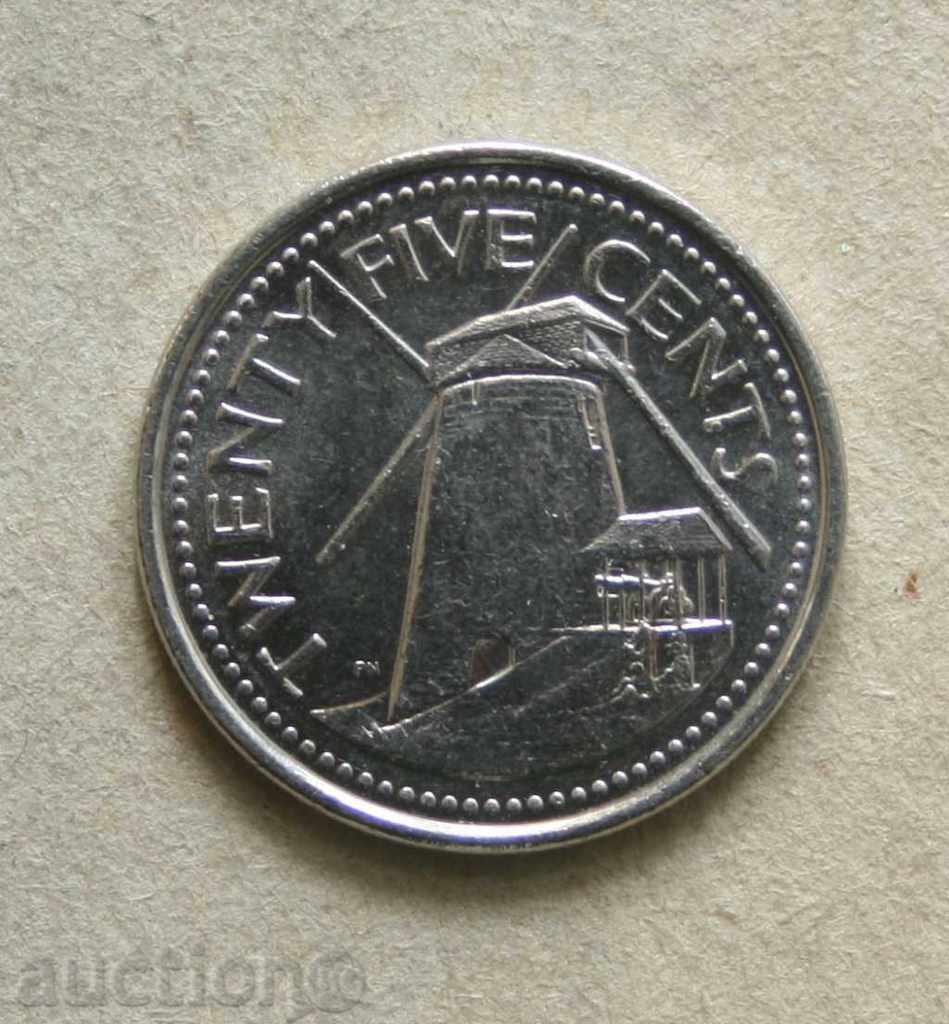 25  цента  2009 Барбадос