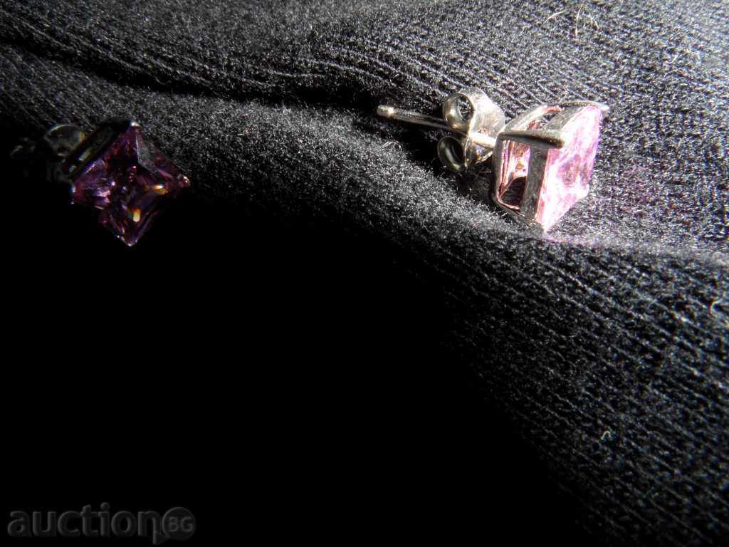 SHIRTS silver, with purple zircons 7/7 mm with price 19.99 BGN | € 10.22