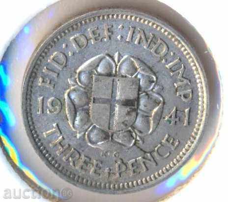 UK ασημένιο νόμισμα 3 pensa1941 έτους