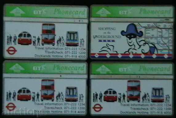 Lot de 4, Marea Britanie cartelelor telefonice