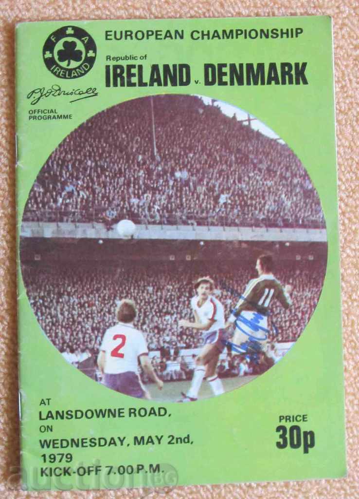 football program Ireland - Denmark 1979