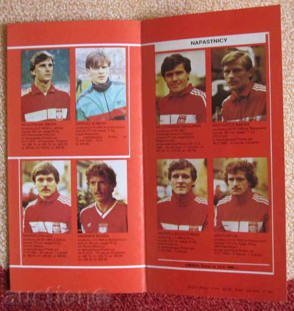 Auction football brochure Poland 1986 Auction football brochure Poland 1986