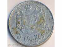 Монако 5 франка 1945 година, алуминий, 31 мм.