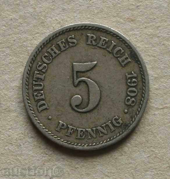 5 pfennig 1908 Γερμανία