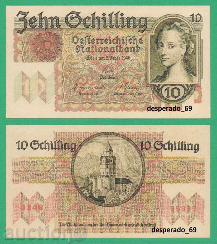 (¯` '• .¸ (reproduction) AUSTRIA 10 Shillings 1946 UNC¸. •' ´¯)
