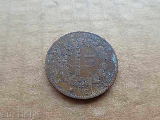 French copper coin 10 centimeters - 5 French copper coin 10 centimeters - 5