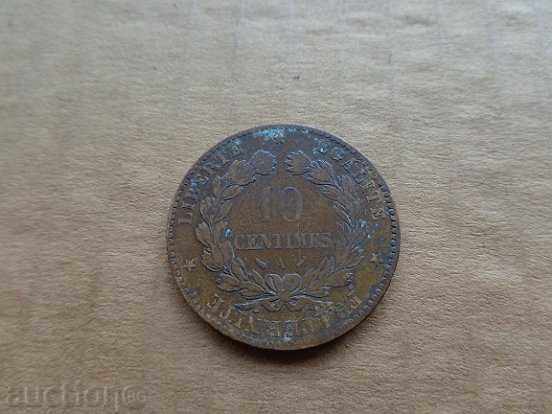 Γαλλική χάλκινο νόμισμα 10 centimes