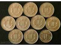 Lot 10 monede de 1 franc, Luxemburg