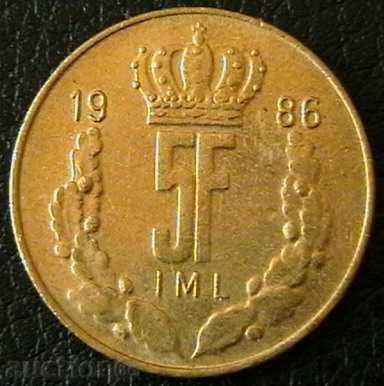 5 Franc 1986, Luxembourg