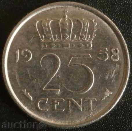 25 cents 1958 The Netherlands