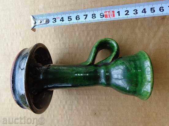 Доставка на Стар керамичен свещник със зелена гленч Доставка на Стар керамичен свещник със зелена гленч