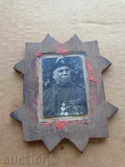 Стара фотография на опълченец, снимка в рамка, картичка