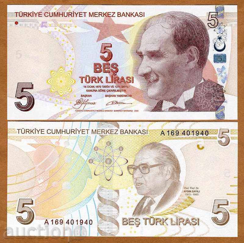 Турция 5 турски лири 2009 UNC
