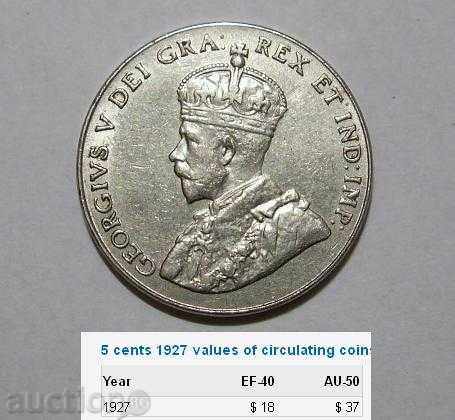 Καναδάς 5 σεντς 1927 super ποιότητα με τιμή 25.00 BGN | € 12.78 Καναδάς 5 σεντς 1927 super ποιότητα με τιμή 25.00 BGN | € 12.78