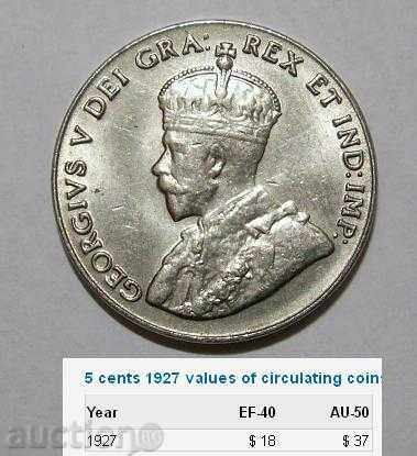 Canada 5 cents 1927 super quality TOP coin with price 45.00 BGN | € 23.01 Canada 5 cents 1927 super quality TOP coin with price 45.00 BGN | € 23.01