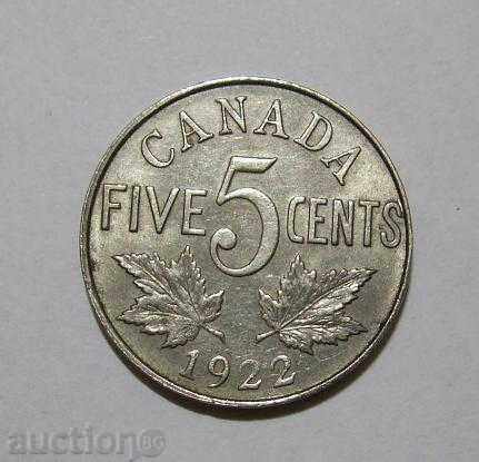 Canada 5 cent 1922 wonderful coin with glossy