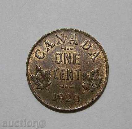 Canada 1 cent 1920 moneda imobil minunat