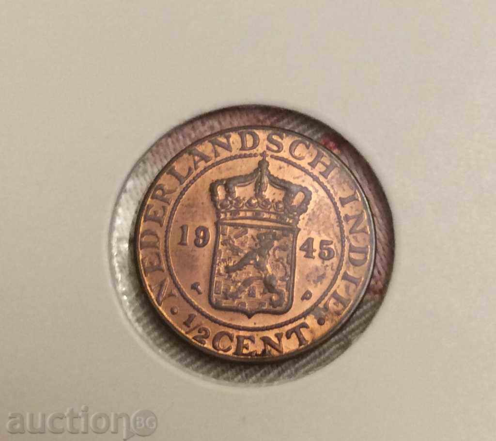 Холандска Индия,1/2 цент 1945г. P