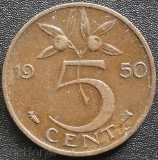 Olanda 5 cenți 1950