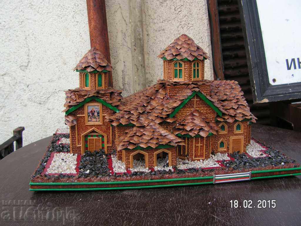 4855. BEAUTIFUL WOODEN CHURCH MODEL with price 110.00 BGN | € 56.24