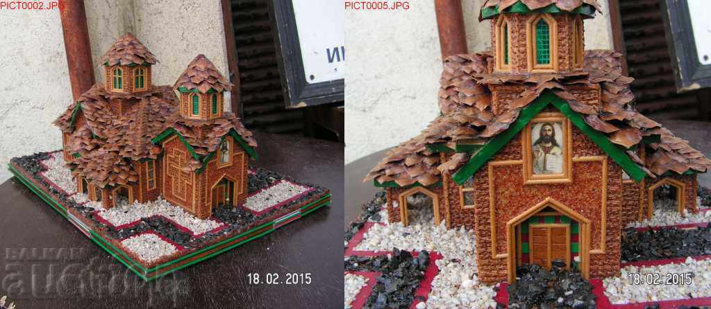 4855. BEAUTIFUL WOODEN CHURCH MODEL - 7